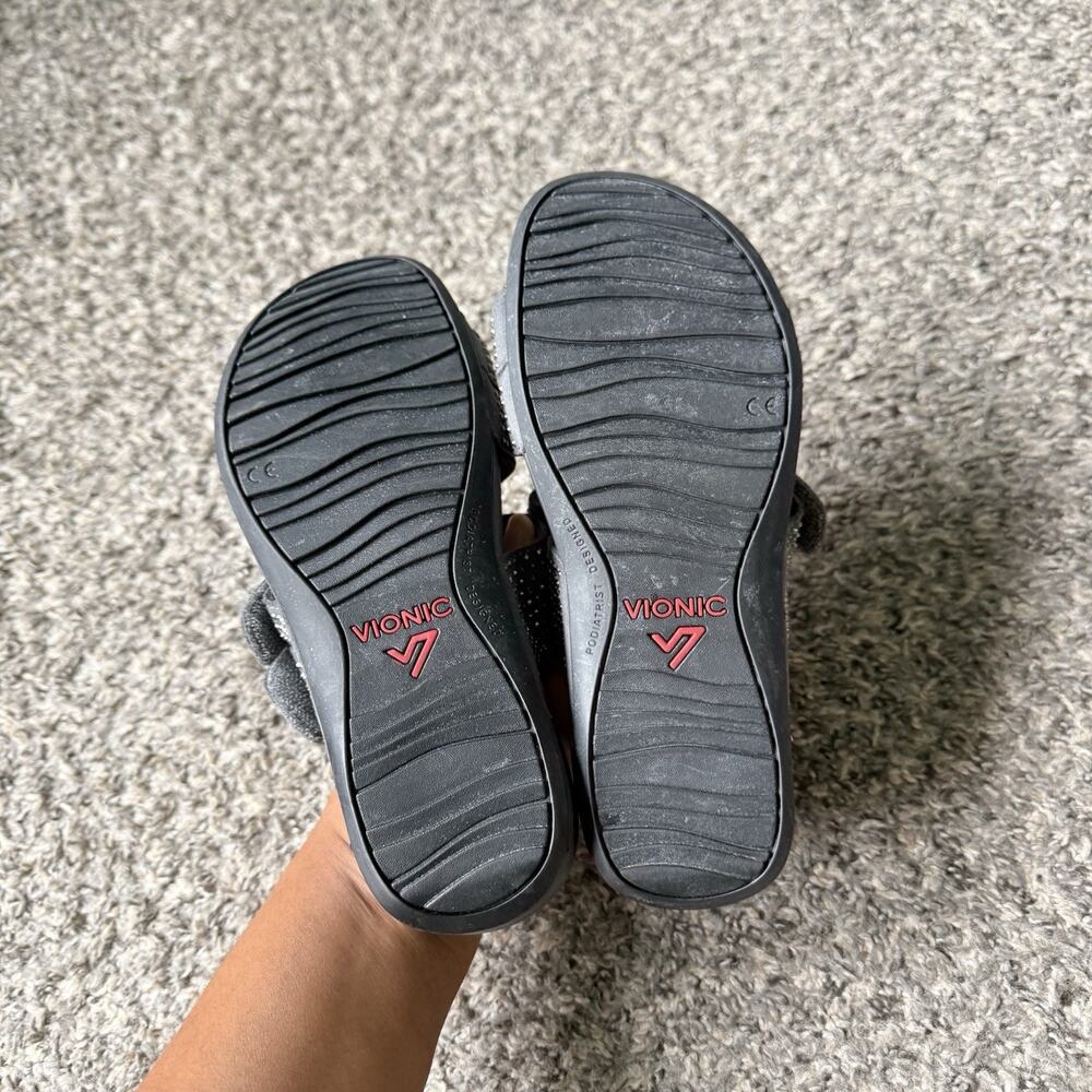 Vionic Womens Alexis Suede Platform Wedge Sandals Slip On Rhinestones Gray Sz 5 - Picture 2 of 6